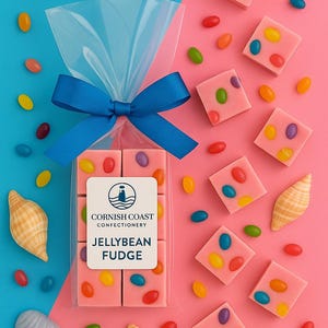Jellybean Fudge I Handgefertigter Cornish Fudge | Spaß Feinschmecker Geschenk | Partytüten-Leckerli | Strumpffüller | Süßes Kindergeschenk I Fun Fudge I Fudge