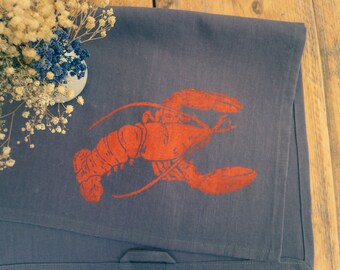 Geschirrtuch // 100% Leinen // Hummer // Design, bedruckt // Geschenk zum Einzug, Richtfest, Einweihungsparty