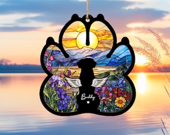 Personalized Dog Loss Sympathy Gift, Custom Dog Memorial Suncatcher, Pet Memorial Gift, Loss of Dog Gift, Dog Remembrance Gift