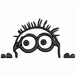 Diseño de bordado de Minions asomando: descarga instantánea, 52 mm x 96,8 mm, 4334 puntadas