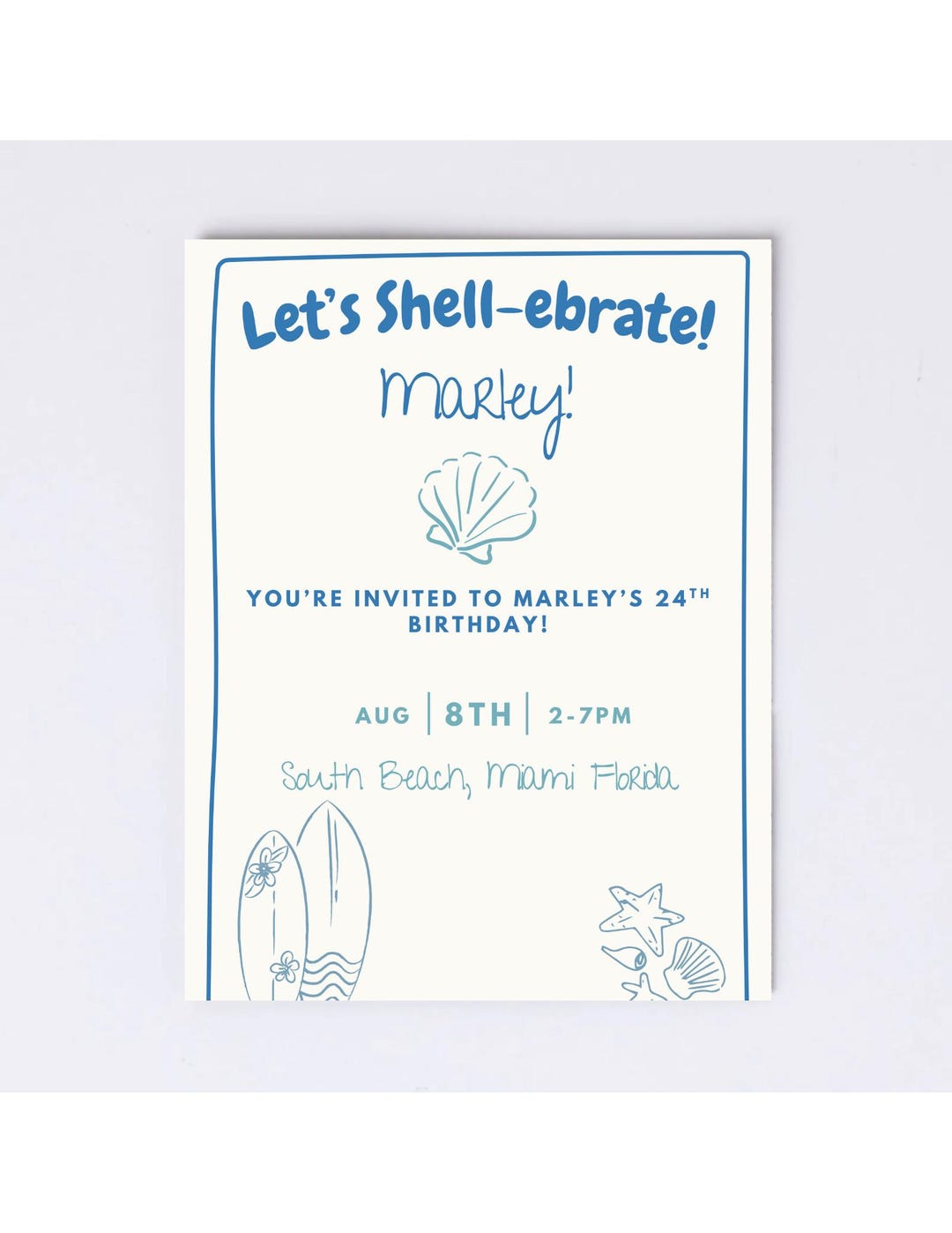 Let's Shell-ebrate! - Beach Birthday Invite - Editable Template - Etsy