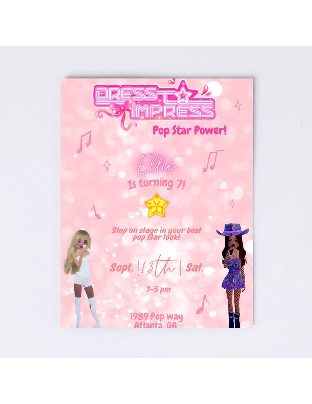 Dress to Impress Pop Star Power - Birthday Invitation - Editable Template -  Etsy