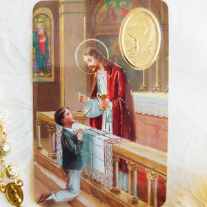 Carte de prière pour les faveurs de première communion prière en ANGLAIS Ma première communion garçon communion foi souvenir
