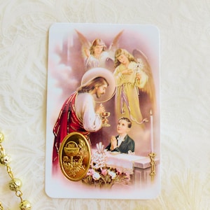Tarjeta de oración para recuerdo de primera comunión Oración en INGLÉS Recuerdo de fe para la comunión de mi niño de primera comunión