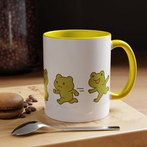 Frog Coffee Mug, Cute Animal Design Cup, Amphibian Lover Gift, Green Frog Art Tea Mug, Unique Ceramics Pottery Kitchen Decor