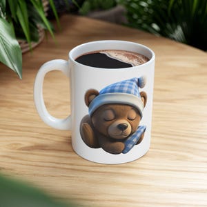 Bear Ceramic Mug, Cute Animal Coffee Cup, Woodland Creature Tea Mug, Forest Wildlife Drinkware, Gift for Nature Lover