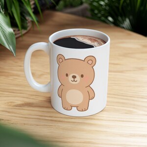 Bear Ceramic Mug - Cute Wildlife Animal Coffee Cup, Forest Nature Lover Gift, Bear Lover Tea Mug, Woodland Creature Hot Cocoa Mug,