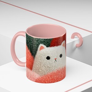 Cat Accent Coffee Mug (11, 15oz) - Cute Kitty Lover&#39;s Gift, Pet Owner Present, Animal Design Tea Cup, Meow Kitchen Decor, Unique Feline Mug
