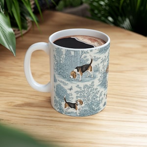 Beagle Ceramic Mug, Cute Dog Lover Coffee Cup, Pet Owner Gift, Animal Print Tea Mug, Puppy Portrait Kitchen Decor
