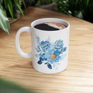 Floral Ceramic Mug, Perfect for Coffee and Tea Lovers, Gift for Her, Botanical Design, Spring Flowers Mug, Gardening Enthusiast Gift,