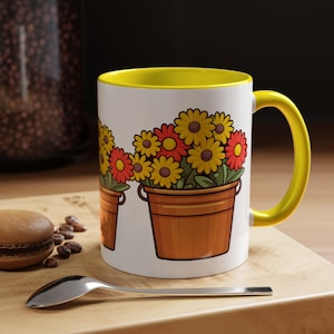 Floral Coffee Mug, Flowers Design Home Kitchen Decor, Ceramic Tea Cup, Gift for Gardeners, Botanical Theme Mug, Spring Floral Print Mug,