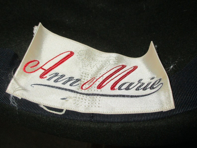 Vtg Ann Marie Hat Cloche Ribbon Chain Faux fur