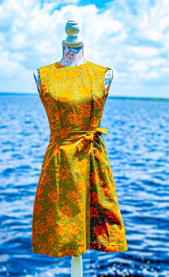 Vtg 1950s Floral Sun Dress XS