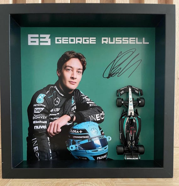 GEORGE RUSSELL AUTOGRAPH Framed + Mercedes Car / Signed Display