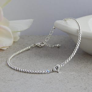 Personalized Anklet Sterling Silver, Personalized Ankle Bracelet, Initial Anklet Sterling Silver, Letter Anklet, Personalized Gift for Her