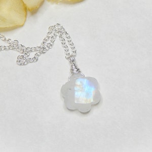 Moonstone Necklace Sterling Silver, Rainbow Moonstone Choker, June Birthstone Necklace, June Birthday Gift, Moonstone Pendant image 5