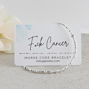 Cancer Bracelets for Women, Morse Code Bracelet Sterling Silver, Strength Bracelets, Cancer Survivor Bracelet, F Cancer Bracelet image 2