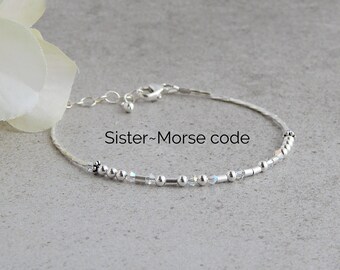 Sister Bracelet in Morse Code, Sister Gift from Sister Birthday, Morse Code Bracelet Women