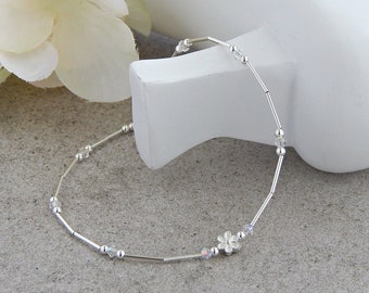 Ankle Bracelets for Women Sterling Silver Anklets for Women, Crystal Ankle Bracelets, Dainty Ankle Bracelets, Beach Anklet