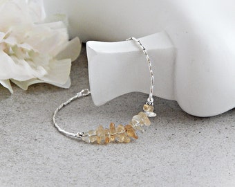 Citrine Bracelet Sterling Silver, Citrine Bracelet for Women, November Birthstone Bracelet, Citrine Jewelry, November Birthday Gift