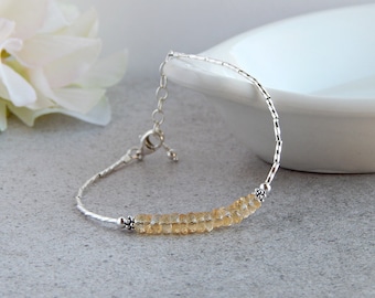 Citrine Bracelet for Women, Citrine Bracelet Sterling Silver, November Birthstone Bracelet, Citrine Jewelry, November Birthday Gift