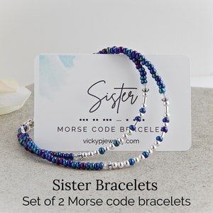Sister Bracelets for 2,  Sister Bracelet Morse Code, Morse Code Bracelet Sterling Silver, Sister Bracelet Gift, Gift for Sister from Sister