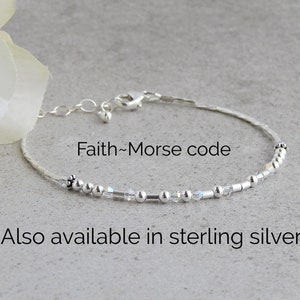 Faith Bracelets for Women, Morse Code Bracelet Women, Morse Code Bracelet Silver, Faith Jewelry for Women, Uplifting Bracelet immagine 4