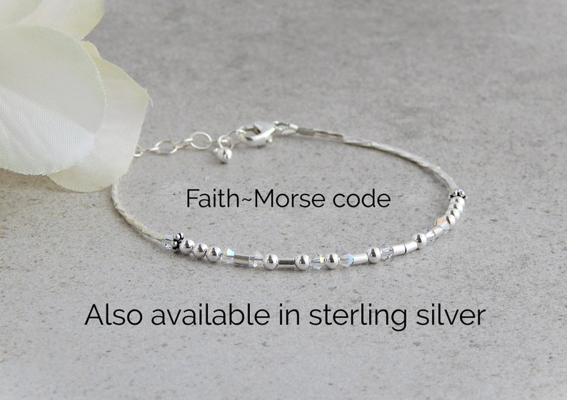 Faith Bracelets for Women, Morse Code Bracelet Women, Morse Code Bracelet Silver, Faith Jewelry for Women, Uplifting Bracelet image 4