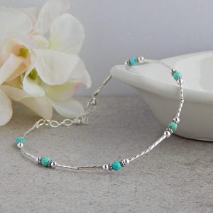 Turquoise Ankle Bracelet, Sterling Silver Anklets for Women, Turquoise Anklet, Ankle Bracelet for Women Boho, Turquoise Jewelry for Women