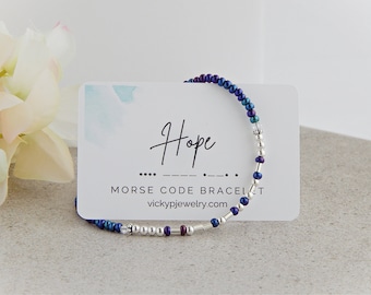 Hope Bracelets for Women, Morse Code Bracelet Sterling Silver, Motivational Bracelets for Women, Courage Bracelet for Women