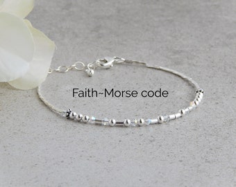 Faith Bracelets for Women, Morse Code Bracelet Women, Morse Code Bracelet Silver, Faith Jewelry for Women, Uplifting Bracelet