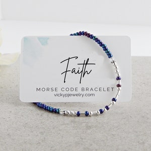 Faith Bracelets for Women, Morse Code Bracelet Women, Morse Code Bracelet Silver, Faith Jewelry for Women, Uplifting Bracelet immagine 2