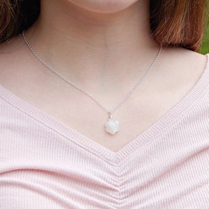 Moonstone Necklace Sterling Silver, Rainbow Moonstone Choker, June Birthstone Necklace, June Birthday Gift, Moonstone Pendant image 8