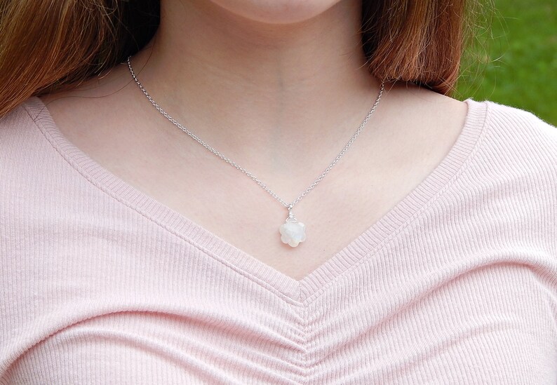 Moonstone Necklace Sterling Silver, Rainbow Moonstone Choker, June Birthstone Necklace, June Birthday Gift, Moonstone Pendant image 8