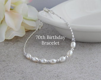 70th Birthday Bracelet for Women, 70th  Birthday Gift Woman Jewelry, Freshwater Pearl Bracelet, June Birthstone Bracelet, Decade Bracelet