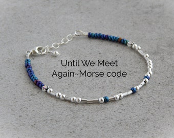 Until We Meet Again Morse Code Bracelet, Morse Code Bracelet Sterling Silver, Memorial Bracelets for Women, Pet Sympathy Bracelet