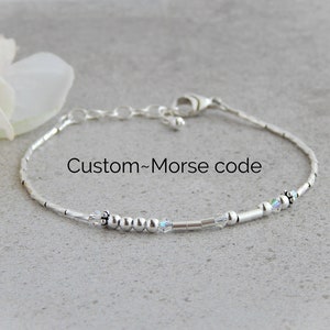 Custom Morse Code Bracelet, Morse Code Bracelet Sterling Silver, Personalized Morse Code Bracelet for Women, Secret Message Bracelet