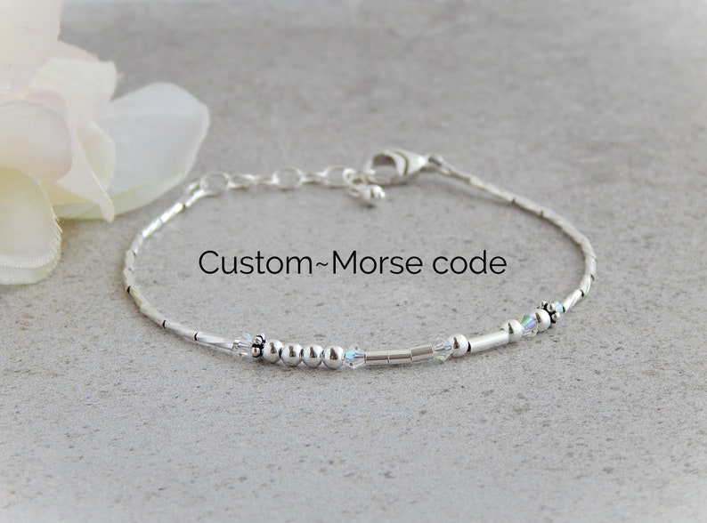 Custom Morse Code Bracelet, Morse Code Bracelet Sterling Silver, Personalized Morse Code Bracelet for Women, Secret Message Bracelet Bracelet only
