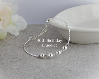 40th Birthday Gifts for Women Bracelet, Daughter 40th Birthday Jewelry, Decade Bracelet Sterling Silver 40, 40th Gift for Besties