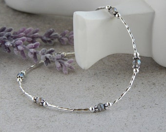 Labradorite Anklet for Women, Ankle Bracelets for Women, Sterling Silver Anklet,  Labradorite Jewelry, Beach Anklet, Adjustable Anklet