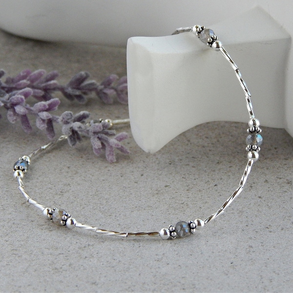 Labradorite Anklet for Women, Ankle Bracelets for Women, Sterling Silver Anklet,  Labradorite Jewelry, Beach Anklet, Adjustable Anklet