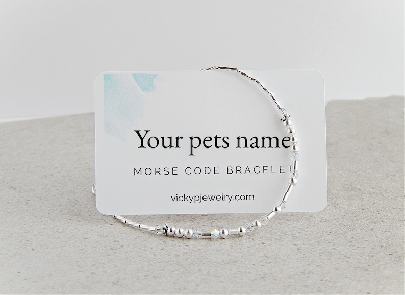 Pet Memorial Bracelet Sterling Silver, Morse Code Bracelet Custom, Memorial Bracelet for Dog, Personalized Pet Bracelet, Cat Bracelet image 2