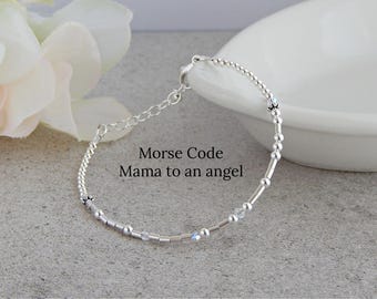 Mama To An Angel Morse Code Bracelet, Infant Loss Bracelet, Miscarriage Gift for Mom, Loss of Child Bracelet Gift, Pregnancy Loss Gift