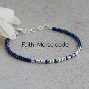 Faith Bracelets for Women, Morse Code Bracelet Women, Morse Code Bracelet Silver, Faith Jewelry for Women, Uplifting Bracelet image 1