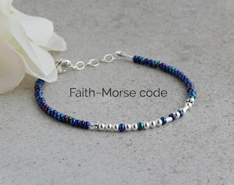 Faith Bracelets for Women, Morse Code Bracelet Women, Morse Code Bracelet Silver, Faith Jewelry for Women, Uplifting Bracelet