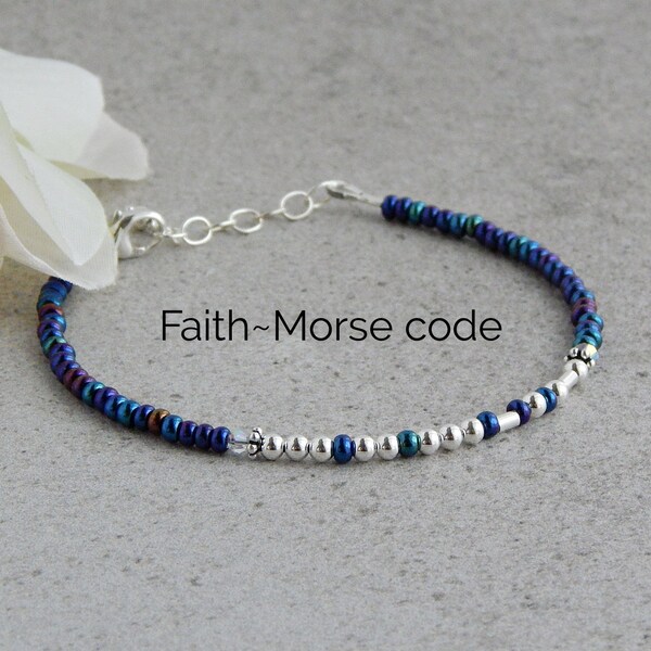 Faith Bracelets for Women, Morse Code Bracelet Women, Morse Code Bracelet Silver, Faith Jewelry for Women, Uplifting Bracelet