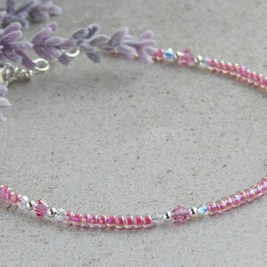Pink Crystal Ankle Bracelet, Sterling Silver Pink Anklet for Women ...