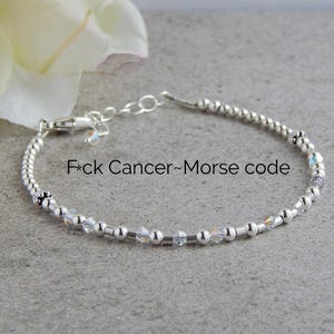 Cancer Bracelets for Women, F Cancer Bracelet, Morse Code Bracelet Sterling Silver, Strength Bracelets, Cancer Survivor Bracelet,