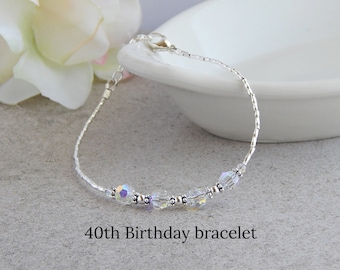 40th Birthday Gift for Women Jewelry, 40th Birthday Bracelet for Women, Crystal Decade Bracelet, April Birthday Gift, Gifts for 40th