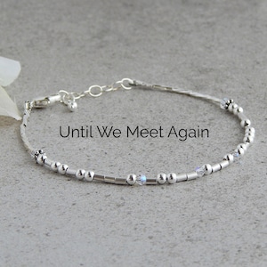 Morse Code Bracelet Sterling Silver, Until We Meet Again Morse Code Bracelet, Memorial Bracelets for Women, Pet Sympathy Bracelet image 1